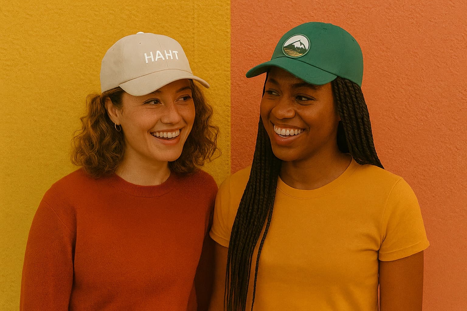 Couple of people with a orange and yellow background
